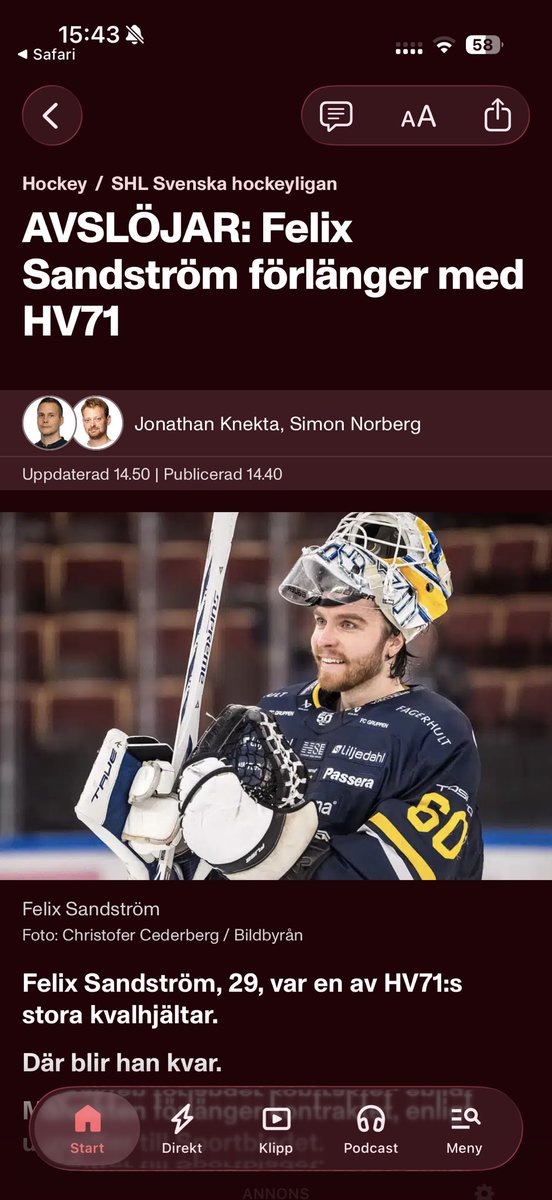 Lellee71's tweet photo. Fint o se ändå #Hv71 https://t.co/LibuNWN1t5