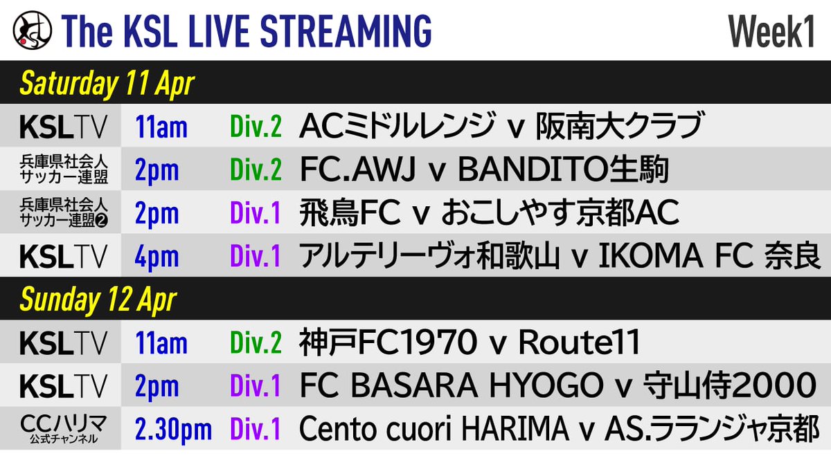 The KSL 関西サッカーリーグ Official tweet media