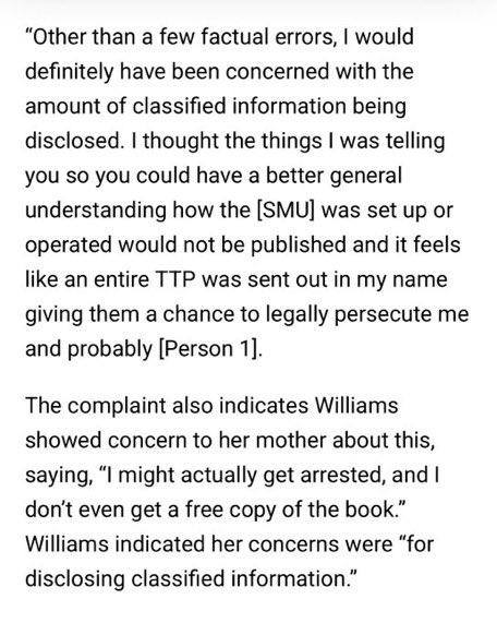 InteNet2026's tweet photo. MORE: Federal prosecutors say Williams, a former Fort Bragg employee with top-secret clearance, leaked sensitive military tactics to a journalist, triggering an Espionage Act case. https://t.co/mUAnaiVHAf