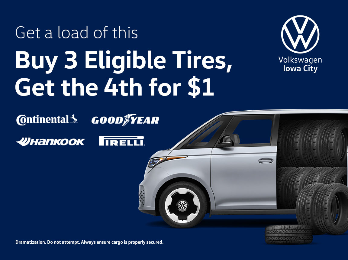 carouselmotors's tweet photo. Buy 3, get 4th for $1

Are your tires ready for summer travel? If not, now's the perfect time to get them replaced.

Shop VW tires here: https://t.co/ipIquYZKzI

#tireshop #tireservice #tires #vw #TireDeals #iowacity https://t.co/apwlNOt1XO