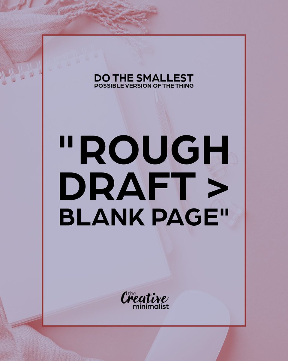 Do the smallest possible version of the thing.
Not the full session. Not the polished draft. Not the perfect take.
Just Five minutes One chord One sentence One rough idea scribbled

Momentum is built in the small sessions you almost didn't start.

Minimum viable creative session?