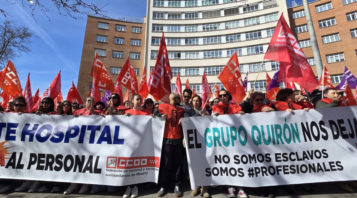 🔴Mantenemos la huelga en los hospitales gestionados por #Quirón: la conciliación se ha cerrado sin acuerdo  

🏥 Será en el Hospital General de Villalba, Hospital Universitario Rey Juan Carlos de Móstoles y Hospital Universitario Infanta Elena de Valdemoro

👉 Martes 21 de