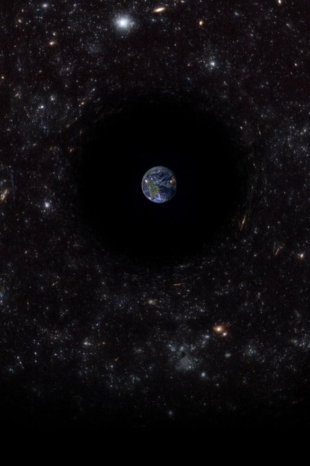 astrooalert's tweet image. BREAKING🚨: New Evidence suggests Earth is trapped in a void 2 billion light-years wide.😮