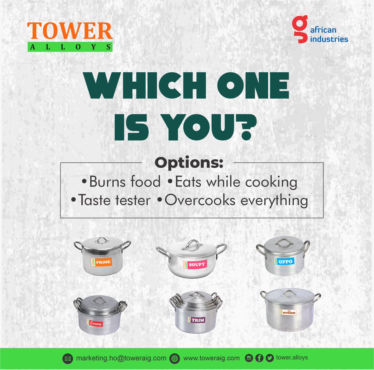 toweralloy's tweet photo. Everybody is a cook,
but everyone belongs to one of this😎

#cookware #towerpot #joy
#nigerianfood #cookware https://t.co/KbDXstlFUh