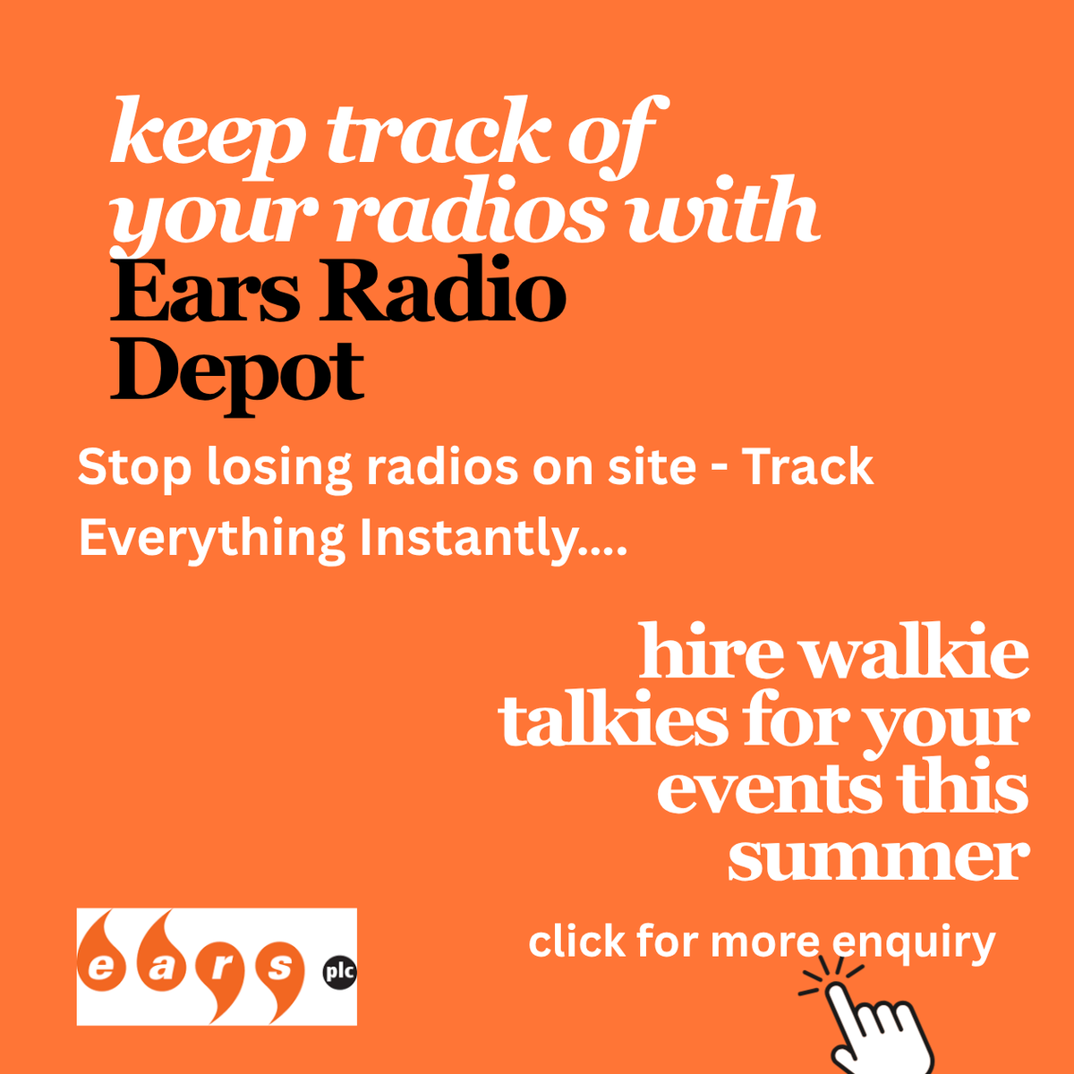 EARSplc's tweet photo. Introducing Ears Radio Depot System

Keep Track of your Radios. Booking in, Booking out Stock with the New Ears Radio Depot System.

Available to purchase or add onto your radio hire.

📞 Contact Us For More Enquiry
+44 (0) 20 8964 6699 info@earsplc.com

#earsplc #communication https://t.co/AsqRHm7j56