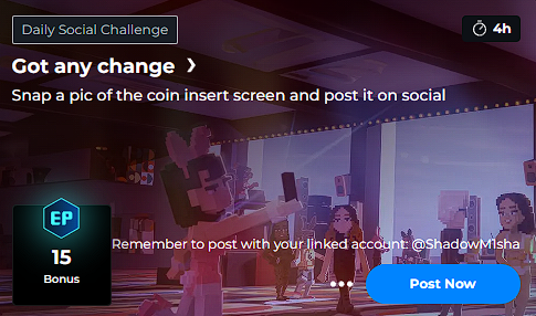 ShadowM1sha's tweet photo. Got any change? Coin insert screen captured in The Sandbox Season 7. @TheSandboxGame  https://t.co/fjUCiGSe8s #Season7 https://t.co/J2mv2blBsD
