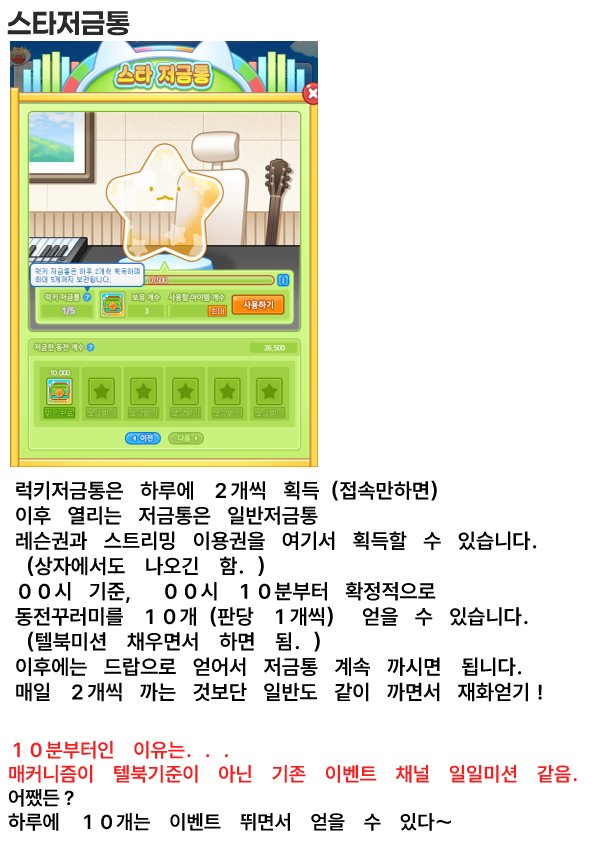 gorae_gorae_22's tweet photo. ���벤트 점검 전까지 해야할거 정리햇슨
스타저금통 저건... 뭔가 추측상?
확정적으로 10개 얻고 시작하는 것 같음. https://t.co/UJTuCcVmyd