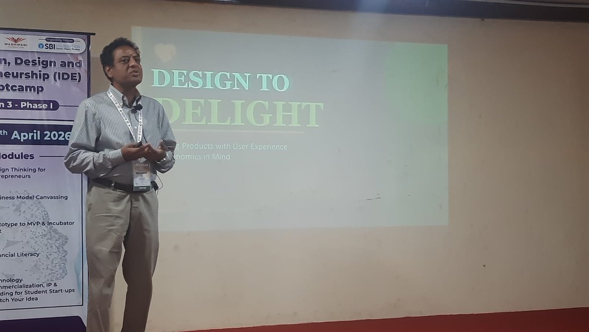 svpcetputtur's tweet photo. #IDEBootcamp 2026 Day 3 | Session 12 #Svpp Puttur, A.P
Welcoming Sri. Hari Muralidhar Pendyala
Ergonomics | Prototyping
@narendramodi @PMOIndia @EduMinOfIndia @mhrd_innovation @dpradhanbjp @PIBHRD @SITHARAMtg @abhayjere @MS_AICTE @AICTE_INDIA @wadhwanif @pradeepdhage @svppalumni https://t.co/hiKVveEfan