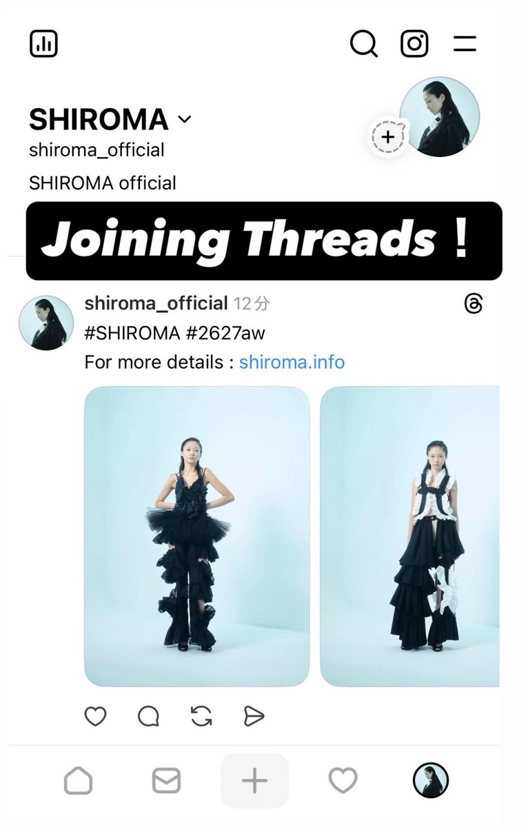 SHIROMA's tweet photo. Joining Threads! https://t.co/D3BNADqV4k