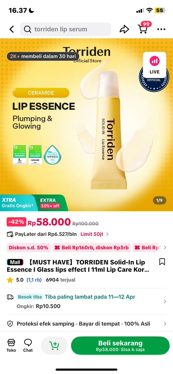 lip torriden udah stok lagi di ofc store cuman 58k😭😭

vt.tokopedia.com/t/ZS9LeP1noYBo…