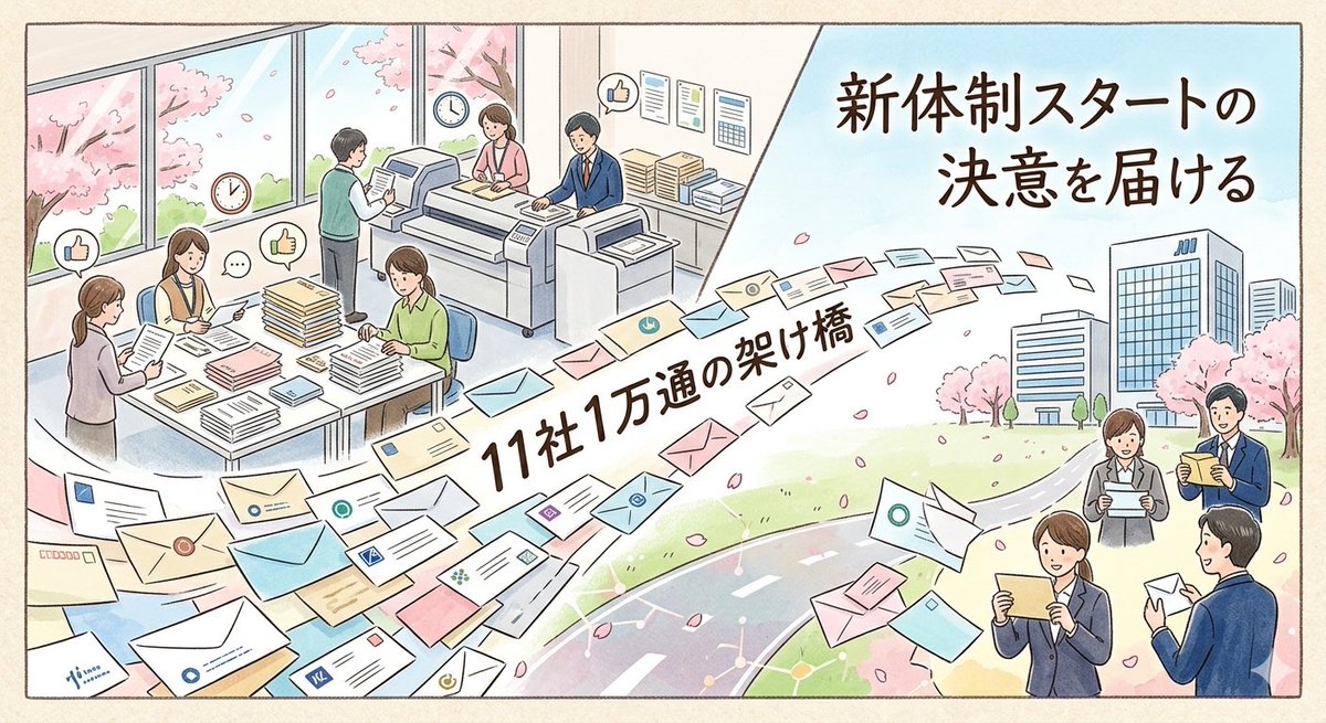 bpo_dm's tweet photo. 【春の挨拶状まつり🌸】
今年も新年度がスタートする4月1日に合わせ、今年も多くの企業から社長交代や組織変更に関する挨拶状のご依頼をいただきました。
今年は11社、約1万通！
4月1日から3日��6日にかけて、無事すべて発送を完了しました🏣
11社あれば、仕様も進行スケジュールもすべて異なります。 https://t.co/ajoJjvcvQP