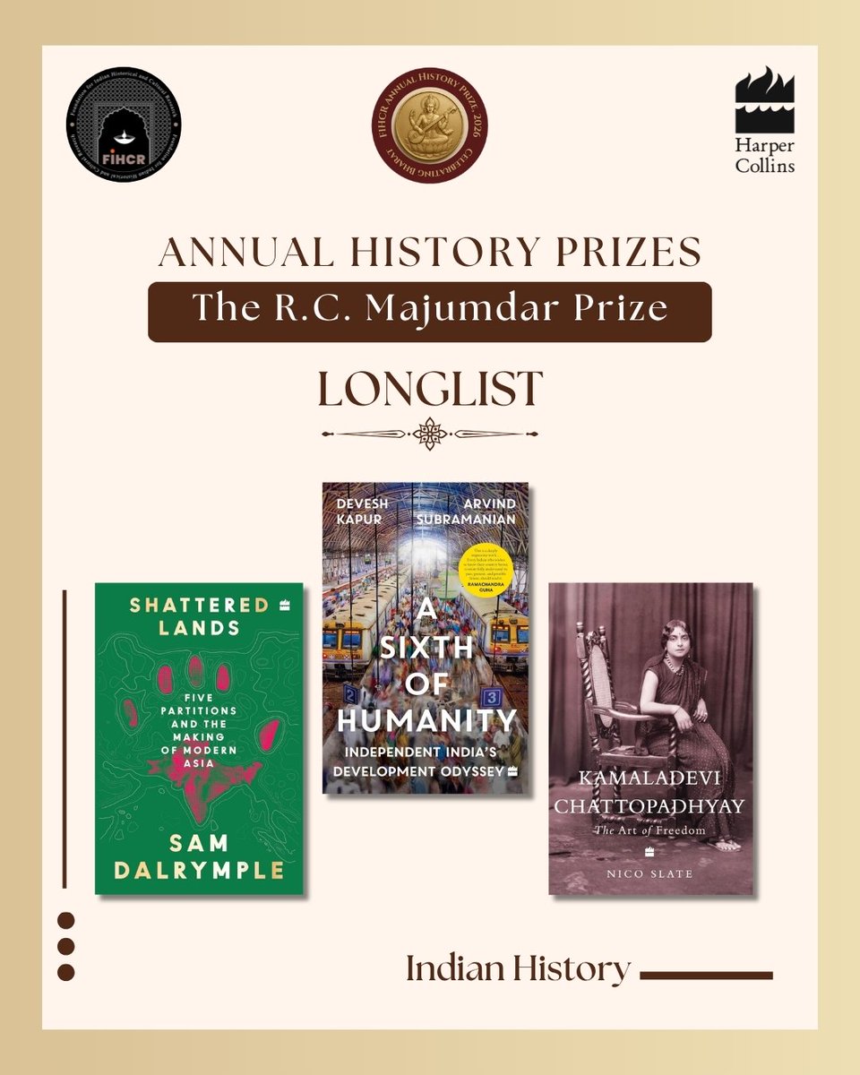 HarperCollinsIN's tweet photo. We’re honoured to see our books longlisted for the R.C. Majumdar Prize!

Congratulations to all the authors featured—proud to be in such remarkable company.
@SamDalrymple123 @arvindsubraman
@authoramish
@ashwinsanghi

#READWithHarperCollins #History #Longlist #RCMajumdarPrize https://t.co/73Ei1A2z6L