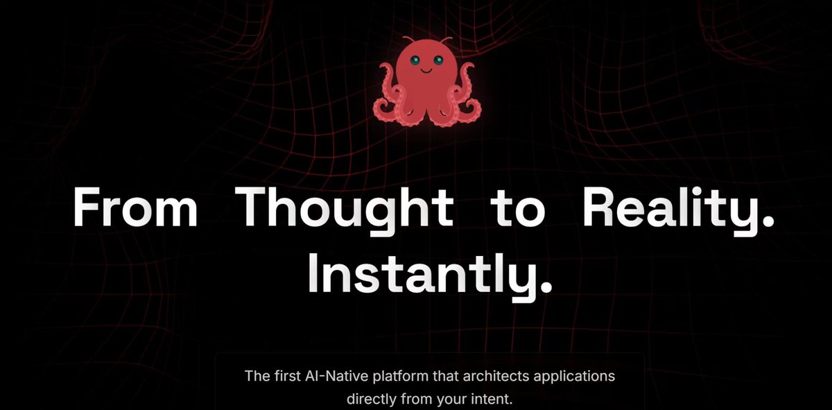 OctopusAIBSC's tweet photo. I just built #OctopusAI https://t.co/kuoTPSASlS The first AI-Native platform that architects applications directly from your intent. https://t.co/TsmF1oYySW