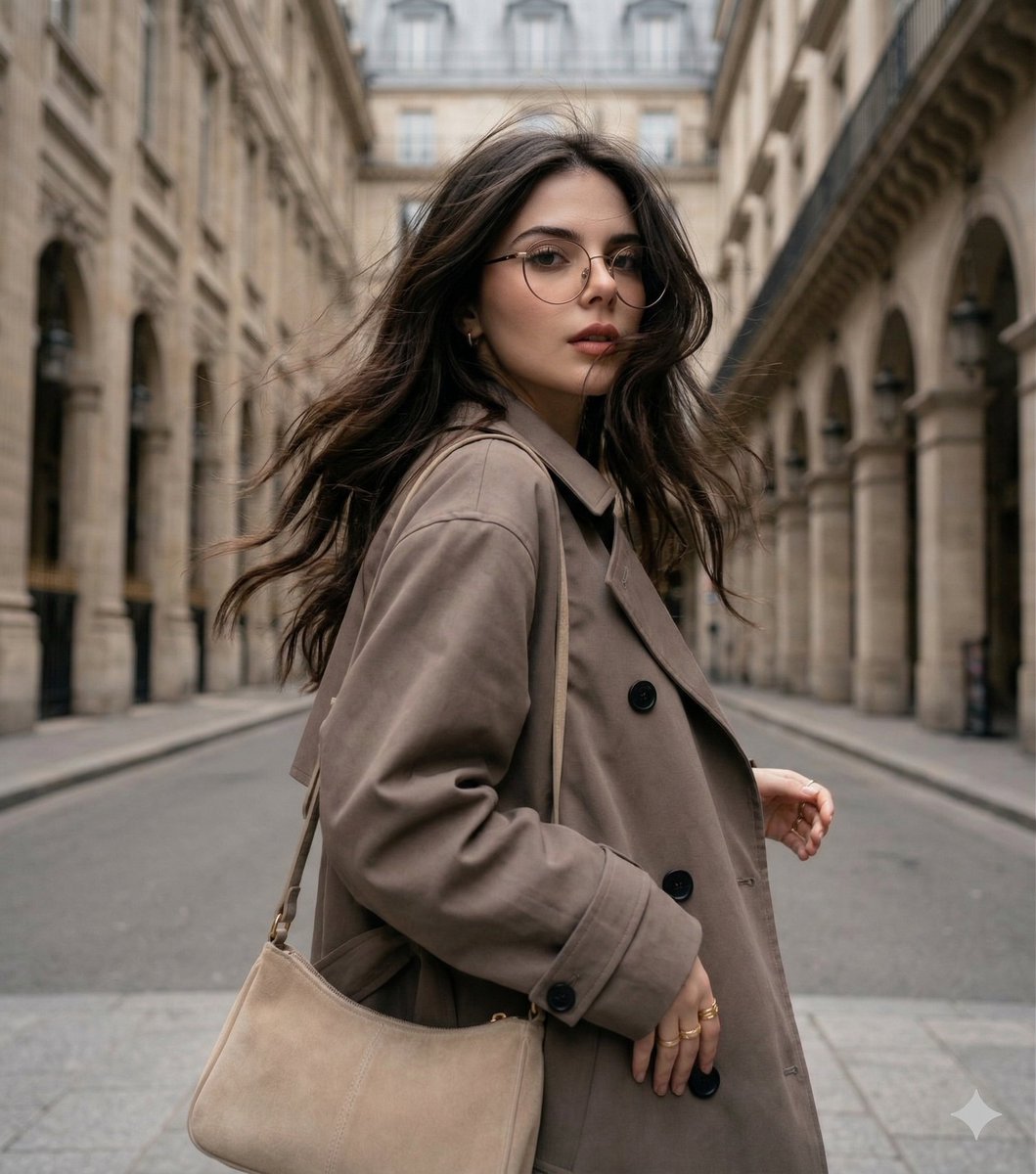 Wind-Swept Elegance on a European Street
