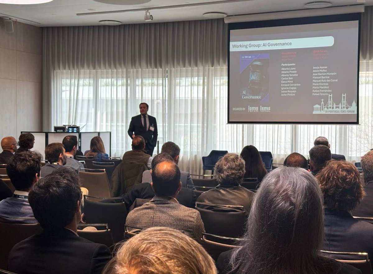 ISMSForum's tweet photo. 🤖 From AI Adoption to AI Governance: da implementação da #IA à criação de modelos sólidos de governança, controlo e gestão de riscos.

🗣️Sergio Padilla, Banco de España e @ISMSForum.

📄Descarregue o projeto 👇https://t.co/bs7s86KTMm

#PORTFORUM3 #ISMSForum https://t.co/9n97GNopTb