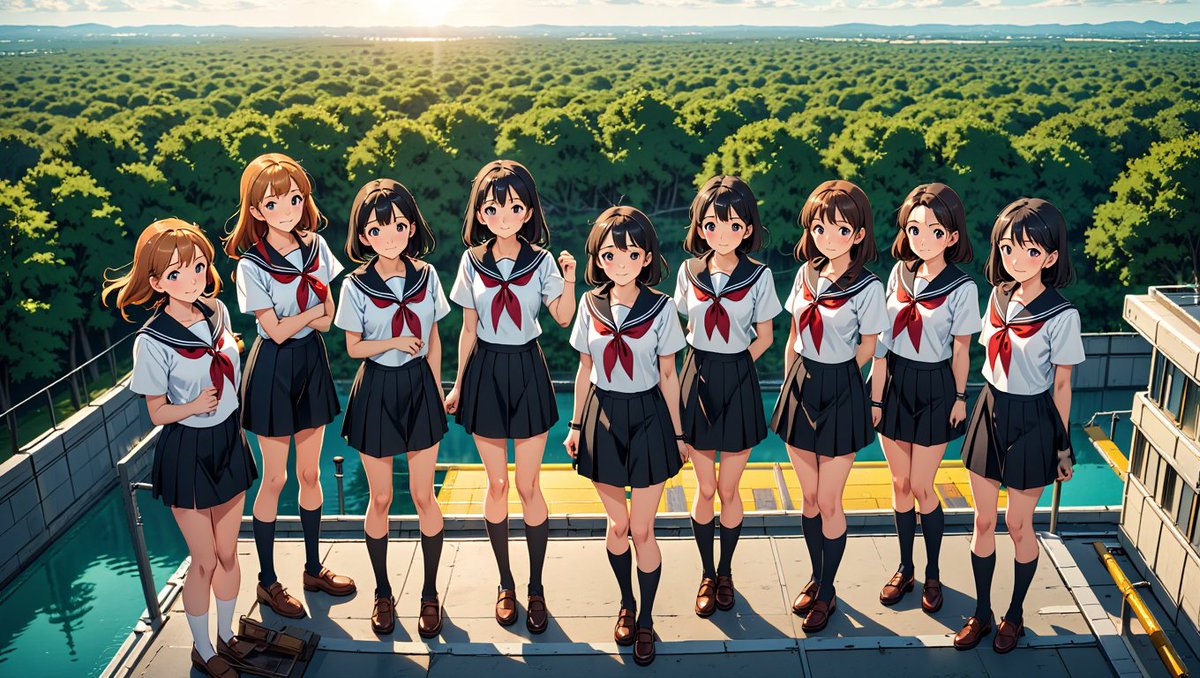ai_illust_akira's tweet image. #AIアシストアニメ
#AIアニメ
#Karma

「Day one」おまけ

1、アンナ、どういう状況？？
2、屋上で集合写真
3、4、
画風は2パターンで作っている
シリアスに見せたい所と通常時。