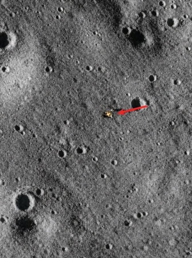 A photo of the Apollo 11 landing site taken from Artemis II.