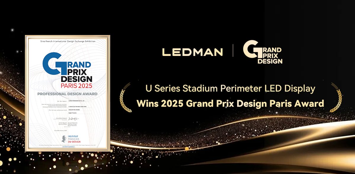 DisplayLedman's tweet image. 🏆 Ledman U Series Perimeter LED wins the 2025 Grand Prix Design Paris Award 🇫🇷

⚽ Proven in Ligue 1 &amp;amp; Africa Cup of Nations
🔥 Built for demanding stadium environments
📺 Reliable, high-impact visuals
#LEDdisplay #SportsTech #StadiumLED #DOOH #Ledman