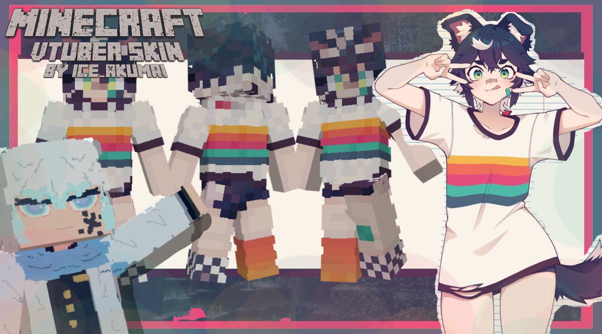 Ice_AkumaI's tweet image. Vtuber Minecraft Skin fanart FOR THE MOST ADORABLE BORDER COLLIE @Colillie_ ❤️💛🧡💚
LOVE YOUR DESIGN SO MUCH  

(And if you need the skin, fwen me on discord at: "iceakumai" :D) ❤️💛🧡💚

 ⌞#VTuberEN | #minecraftskin⌝