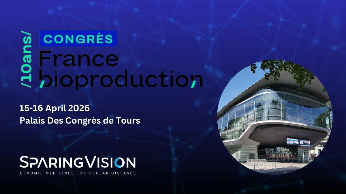 SparingVision's tweet photo. Our Associate Scientist, Laboratory operations, Baptiste Erout will be attending the France Bioproduction Congress from 15–16 April.

We look forward to two #insightful days exploring the latest scientific and technological advancements.

#Ophthalmology https://t.co/Le709wTqBe