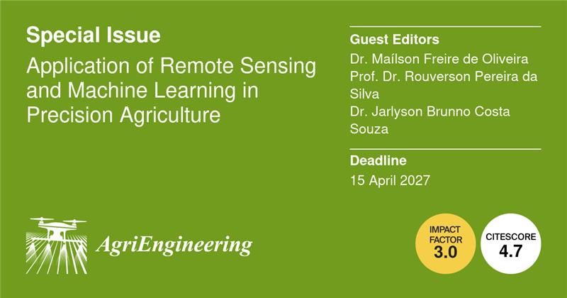 AgriEng_Mdpi's tweet image. Call for Submissions! 📢

Our new Special Issue "Application of Remote Sensing and Machine Learning in Precision Agriculture" is open for research on UAVs, deep learning, and crop monitoring. 🚜

Submit your work here: mdpi.com/journal/agrien…

#DigitalFarming #UAV #SmartFarming