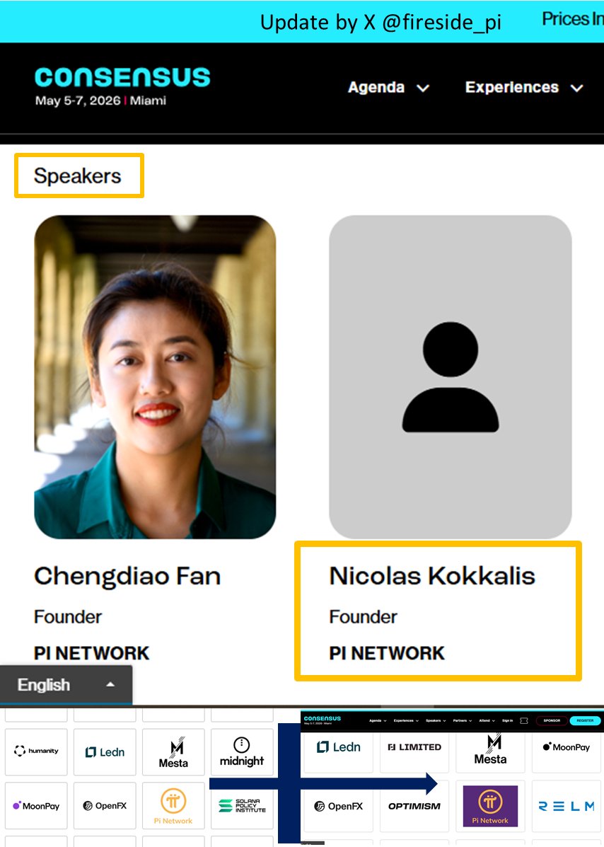 fireside_pi's tweet photo. 🔥Breaking News 📢| #PiNetwork @PiCoreTeam🚀
✅Official Announcement!
A few minutes ago, the #Consensus2026 event organizers updated the lineup: Dr. Nicolas Kokkalis will join as a speaker at Consensus 2026 , in addition to Dr. Chengdiao Fan.

At the same time, the event logo has been changed from the previous version to the official Pi Network purple-background logo (the registered version) to increase visibility.
This means both Pi Network co-founders will be speaking at the event!

✔️Follow me @fireside_pi  for the latest updates on Pi. 
 => Repost   Like  🆇 Follow   comment

 #PiNetwork #PiMainnet #SmartContract #Pioneer #PiCoin #Pi #PiNetwork2026 #Pioneers #PiToTheMoon #PiRevolution #BaseCurrency #Crypto #Cryptocurrency #PiFuture
#PiNetwork #Consensus2026 #PiAI #PiPioneers #Web3 #Crypto #PiCoin #ConsensusMiami #Blockchain #AI #PiTestnet @CoinDesk @consensus2026 @coingecko
