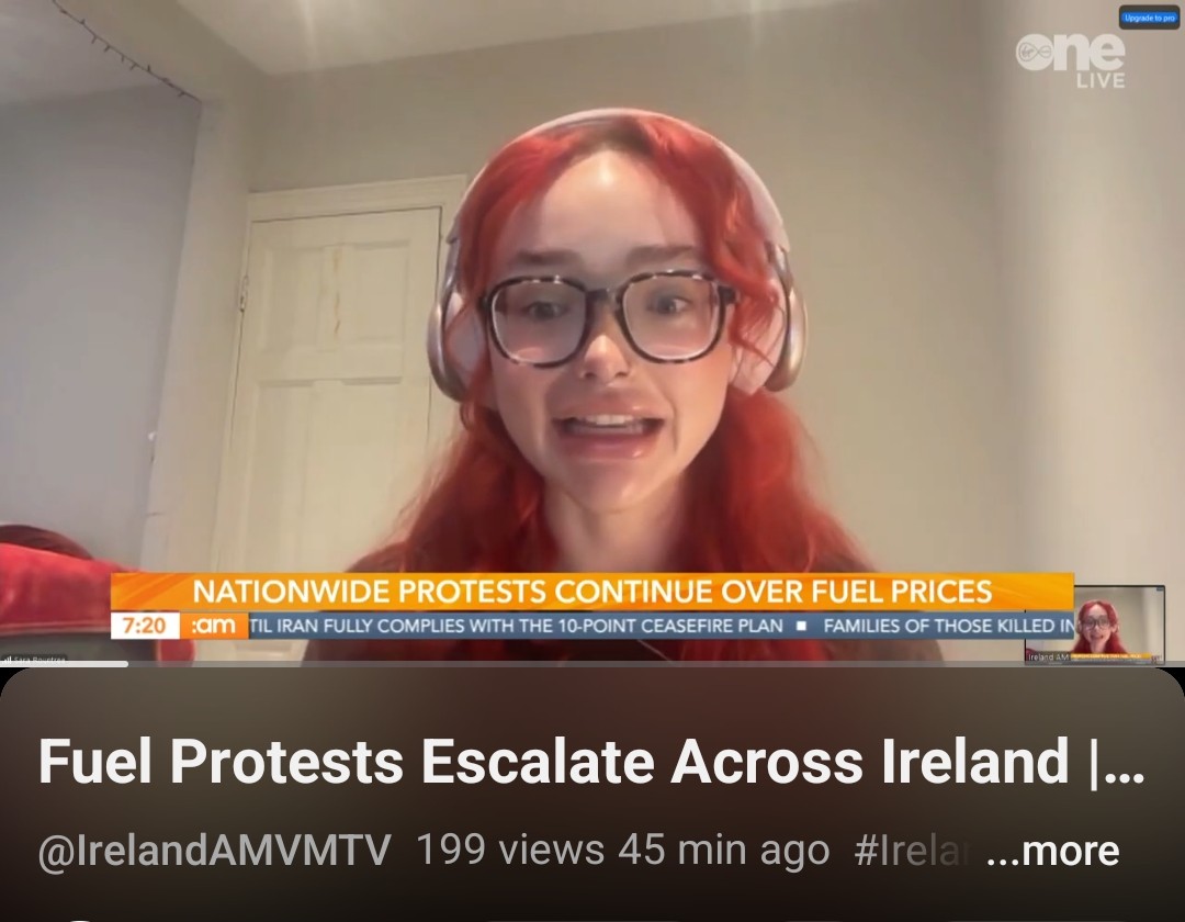 Dawson40M's tweet image. The regime hacks on @IrelandAMVMTV parroting government talking points on the #fuelprotests