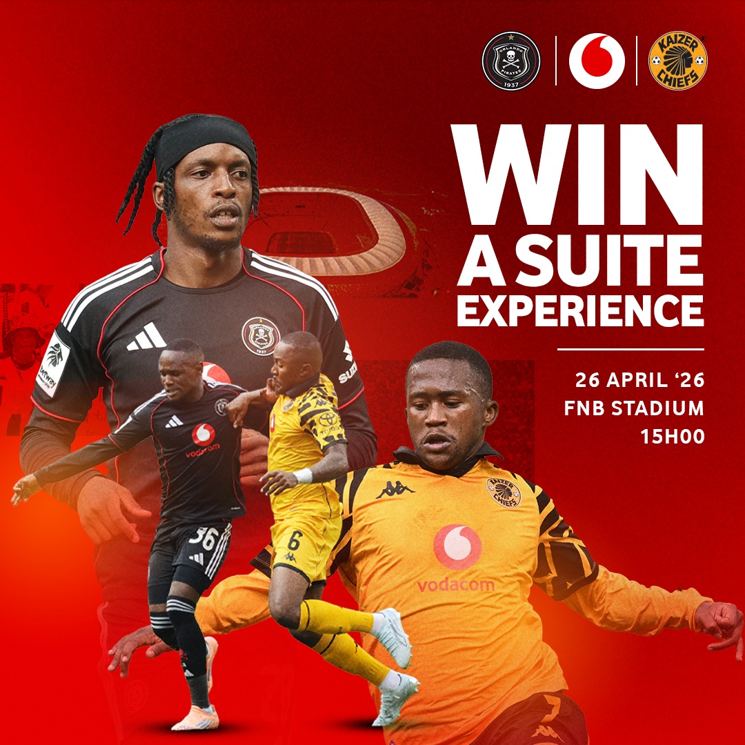 Vodacom's tweet photo. Eyamadoda ayipheli, and this time Orlando Pirates hosts Kaizer Chiefs in what is set to be the biggest derby on the continent​.

Enter now and stand a chance to watch the game LIVE in the Vodacom Extraordinary Suite