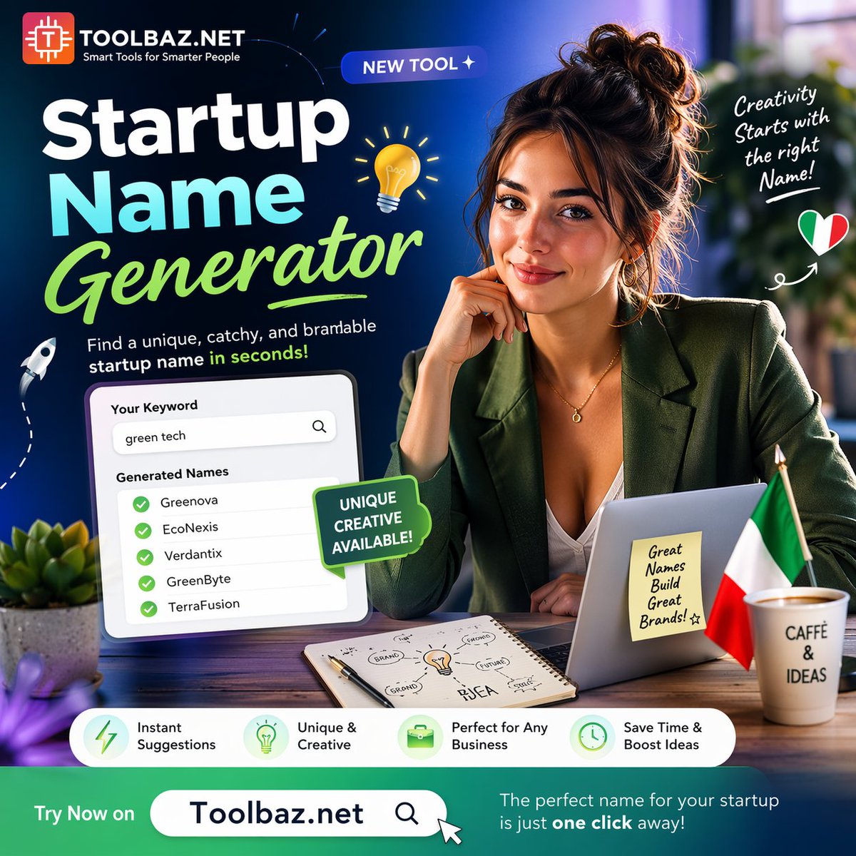 ToolbazNet's tweet photo. Introducing Startup Name Generator on https://t.co/H7qW4XiCGy – your go-to tool for creating creative, brandable, and SEO-friendly business names in seconds.
#Startup #StartupIdeas #BusinessName #Entrepreneur #Branding #SEO #DigitalTools #StartupLife #Toolbaz #Innovation https://t.co/UCSgPEEmGT