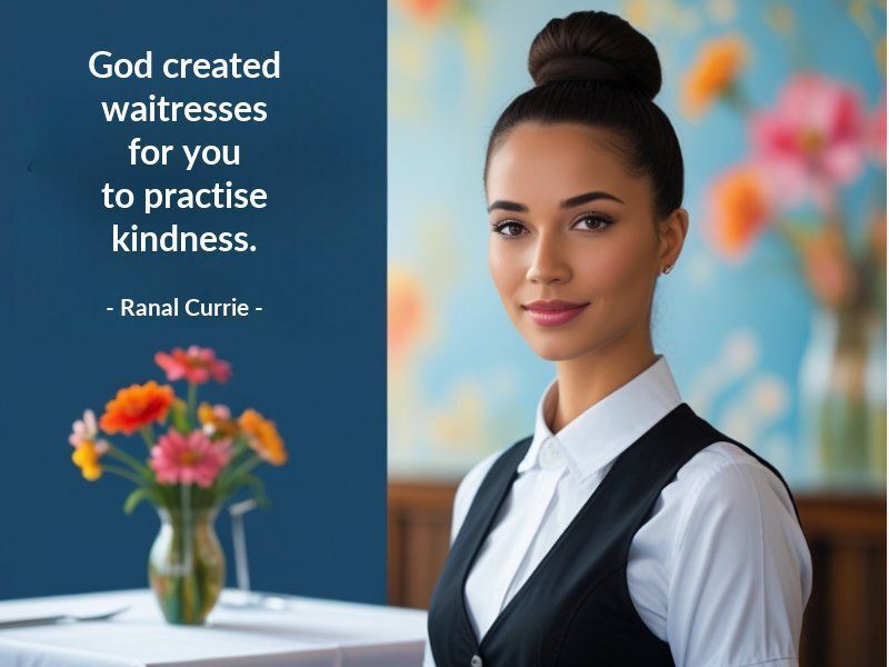 Ranal55's tweet image. God created waitresses for you to practise kindness.
 
#quote #quotesmith55 #kindness #waitress