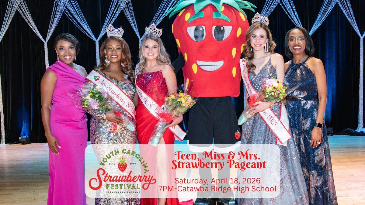 👑 Join us April 17–18 for the Little Miss, Teen, Miss &amp; Mrs. Strawberry Pageants — a cherished tradition of the South Carolina Strawberry Festival celebrating confidence, service, leadership, and community pride. 🍓

Find all the details at SCStrawberryFestival.com