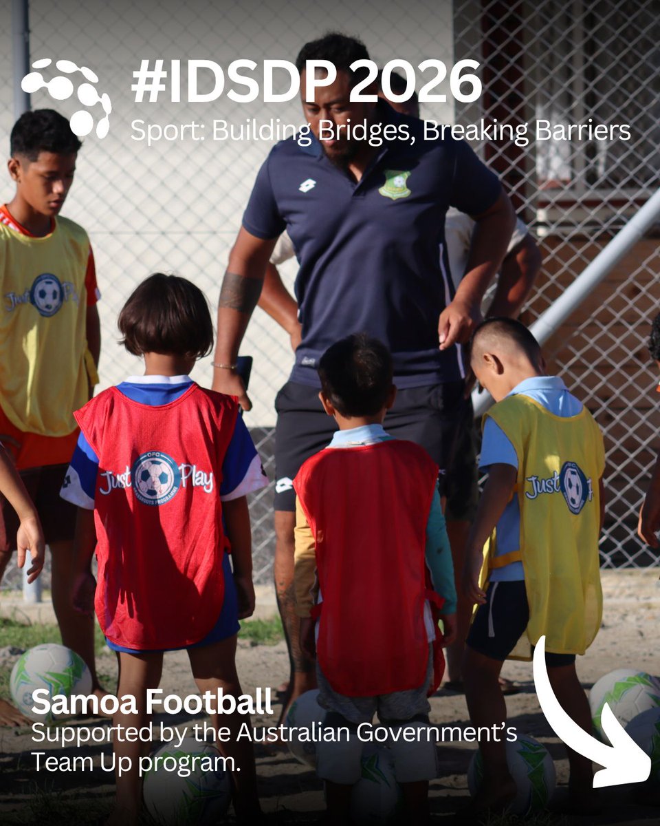 sportanddev's tweet photo. In Samoa, football initiatives promote inclusion, teamwork, and community cohesion while encouraging fair play and positive values. Samoa Football is supported by the Australian Government’s @TeamUp_Program program. https://t.co/zi7a1E85IT
