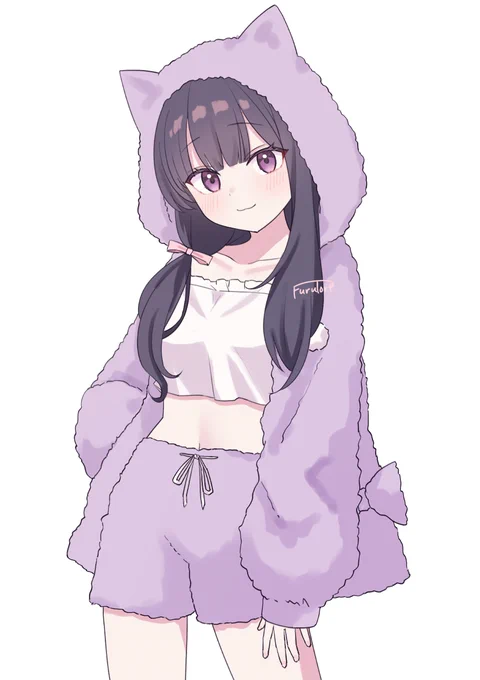 もふもふにゃんこパーカー #創作イラスト
