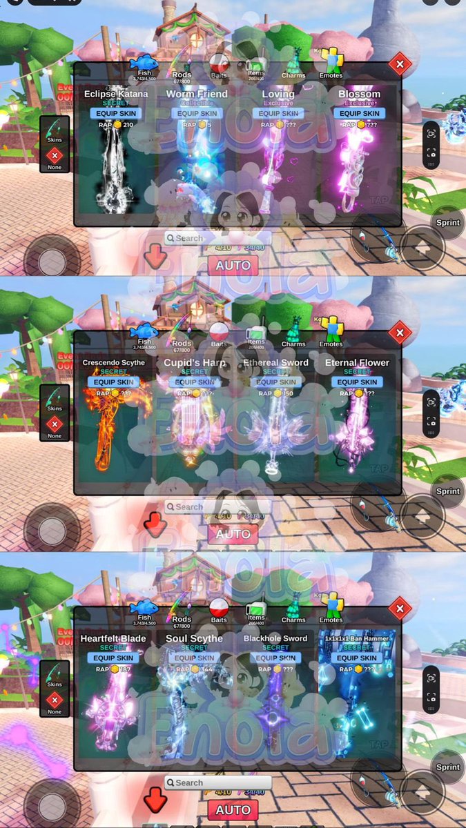 puffielle's tweet photo. wts skin rod fish it (open tawar) 
yang gaada di screenshot ini boleh di tanyaiin dulu ke aku biar di cek akun lainnya!🐰🤍 https://t.co/GzNFt1KLoq