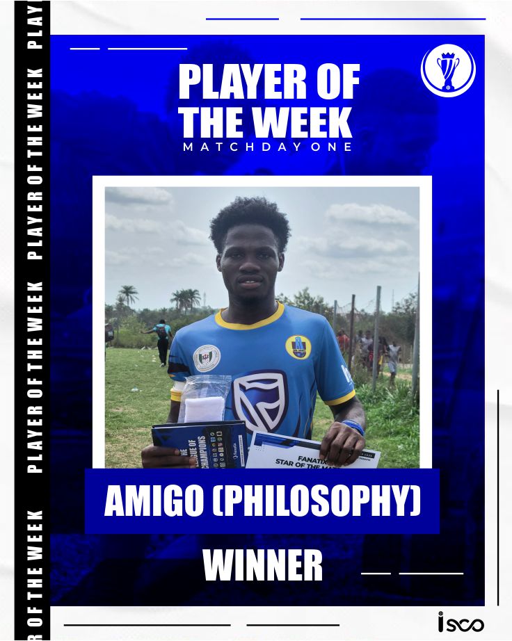 SportsIsco's tweet photo. OAU SUPREMACY CUP 2026 ⚽
Introducing your #fanatix Team of The Week for Matchday One ✨
Player of The Week:
Amigo (Philosophy)
Coach of The Week:
Coach Dewale (Accounting) https://t.co/4XYiE45E1H