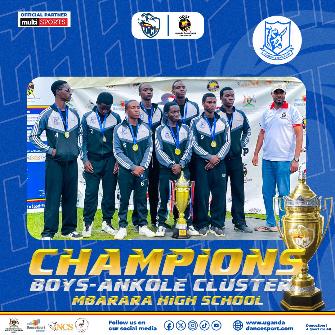 UgaDanceSport's tweet photo. #UDCL  Ankole Cluster Champions crowned! 🏆On 5th April 2026 at Mbarara High School, the #UDCL 2025/2026 Ankole Cluster saw Mbarara High School claim the Boys’ title and Sheema Girls School lift the Girls’ trophy. 👏💃🕺🇺🇬 https://t.co/FQPPD1PqM6