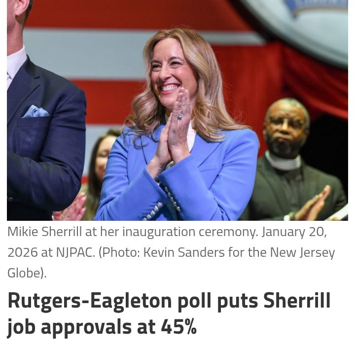 Remember that poll that had Sherrill @ 58% approval? They were full of 💩, this one has her at 45%, still high considering she's done nothing

Lowest grades came affordability/taxes, got an F from 3/10 polled

That boo at the Devils game was accurate to how real NJ residents feel