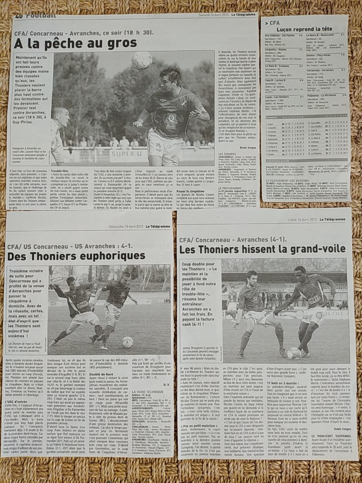 2nivergos's tweet image. Pour la 1ère fois de leur histoire, les #Thoniers de #Concarneau vont se maintenir en #CFA (#N2) à l'issue de cette belle saison 2011-12.
Du début des années 2000 à la montée en #Ligue2 en 2023 retrouvez ici chaque jour une archive @TelegrammeSport sur @USConcarneau.
#NationalFFF