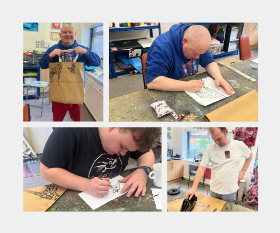 stepscic's tweet photo. Our textile group have been busy creating these amazing giraffe-inspired bags!  From cutting, stitching and then applying their design, everyone worked hard through the process to achieve fantastic results. https://t.co/iYu3Gm6MO1