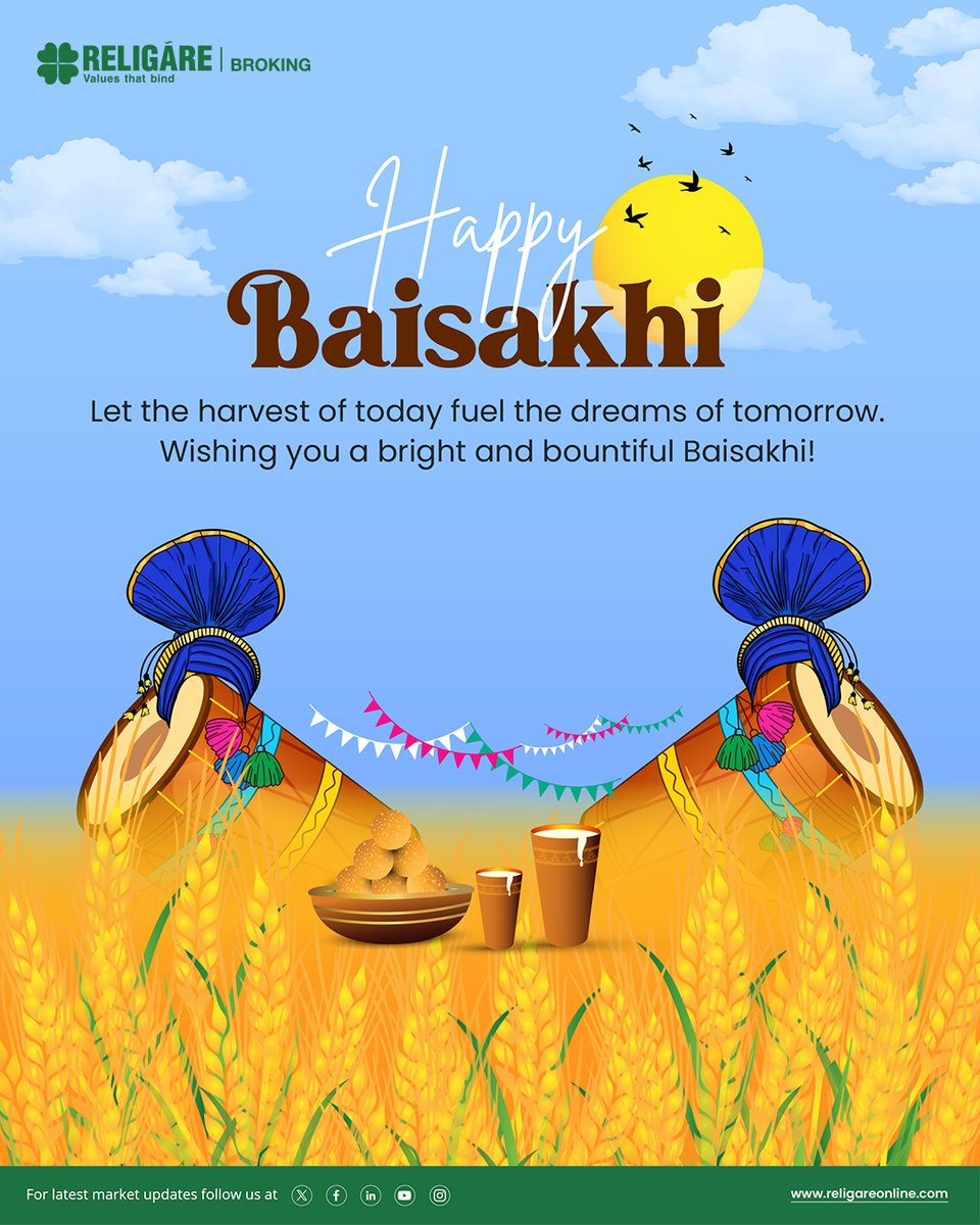 religareonline's tweet image. Just like a good harvest, smart investments grow with patience and care.

Celebrate Baisakhi with renewed hopes, strong decisions, and a prosperous financial journey ahead.

#HappyBaisakhi #SmartInvesting #FinancialGrowth #ReligareBroking