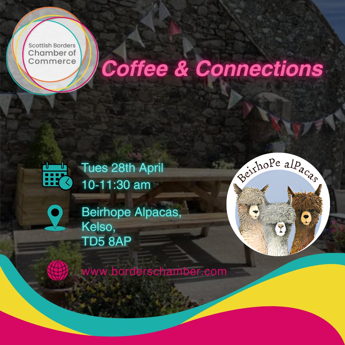 ScotBordersCC's tweet image. 🌟 Looking to expand your network in the Scottish Borders?
📍 Join us on 28th April at the stunning Beirhope Alpacas, where great conversations come with fresh air, a warm drink, and some very charming, fluffy hosts! 🦙members.borderschamber.com/calendar_detai…

#ScottishBorders #NetworkingEvent