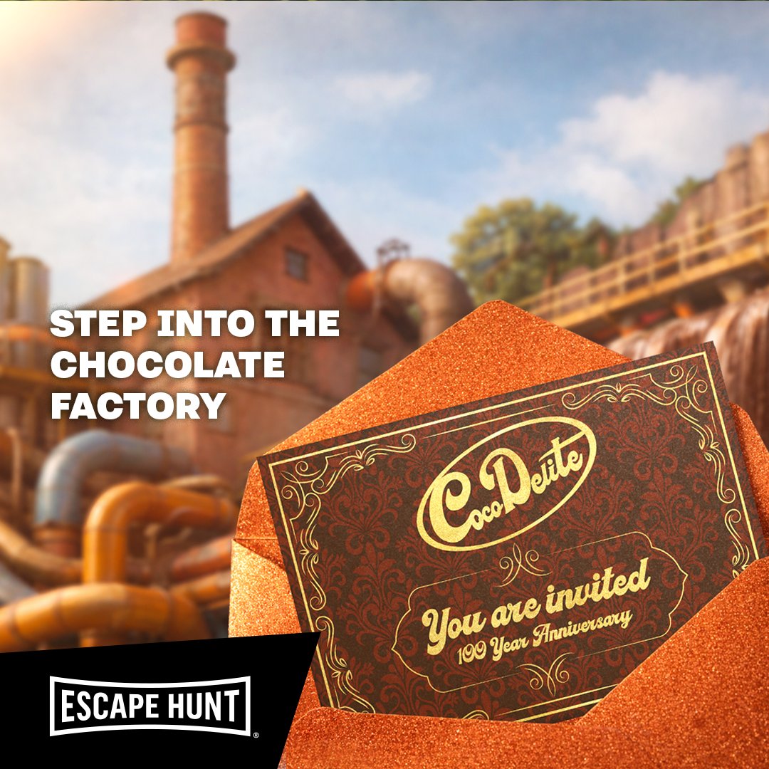MoorSheffield's tweet photo. Sheffield, you're invited! 🍫 

Step into Coco Delight's world-famous chocolate factory in this brand new escape room The Chocolate Factory at Escape Hunt Sheffield from Thursday 16th April. 

Now open for bookings 👉 https://t.co/yfE5uG3KOw https://t.co/nbJlrK1aQj