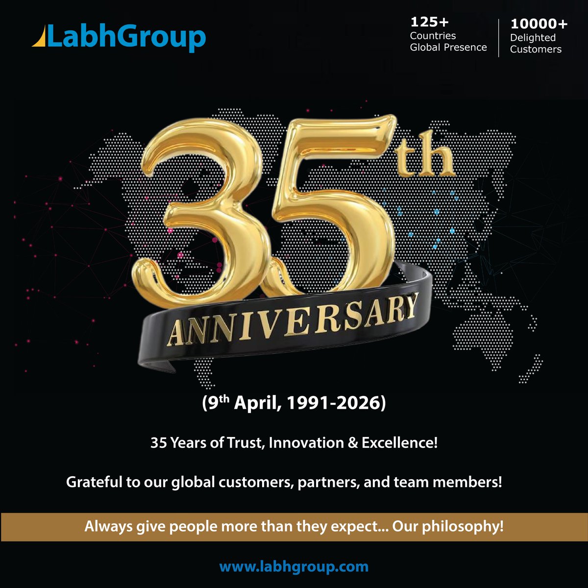 SunitHapani's tweet image. 9 April, 2026

35 Years.
Countless Milestones.
One Vision.

A legacy built on trust. A future driven by innovation!
LabhGroup

 #35Years #Anniversary #GlobalPresence #TurnkeyProjects #EngineeringExcellence #BusinessGrowth #Manufacturing #Innovation #Trust #b2bbusiness