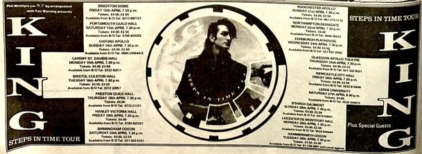Spegazzinii's tweet image. #OTD #king 

1985 - King at Hammersmith Odeon London. Thanks to @ZoundsAbound for the ad.