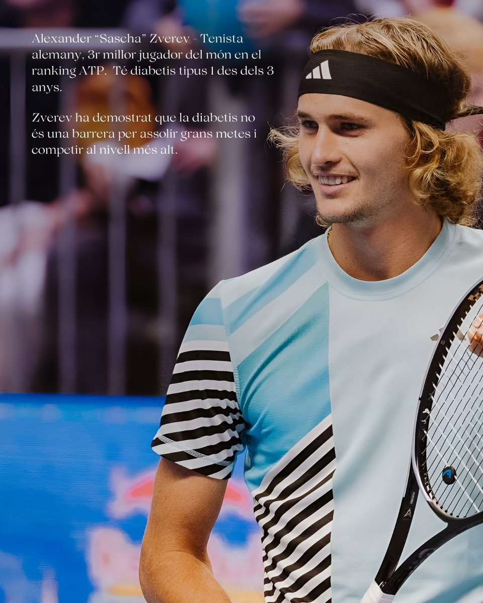 ADC_CAT's tweet photo. 🎾 Sabies que un dels millors tenistes del món també conviu amb la diabetis tipus 1? 

Molts ja el coneixereu, Alexander Zverev és l'exemple més famós de que l’esport d’elit i la diabetis poden anar de la mà. Avui, destaquem la seva història 💙

#comunitatblavaadc #comunitatblava https://t.co/1b4LHa9r2m