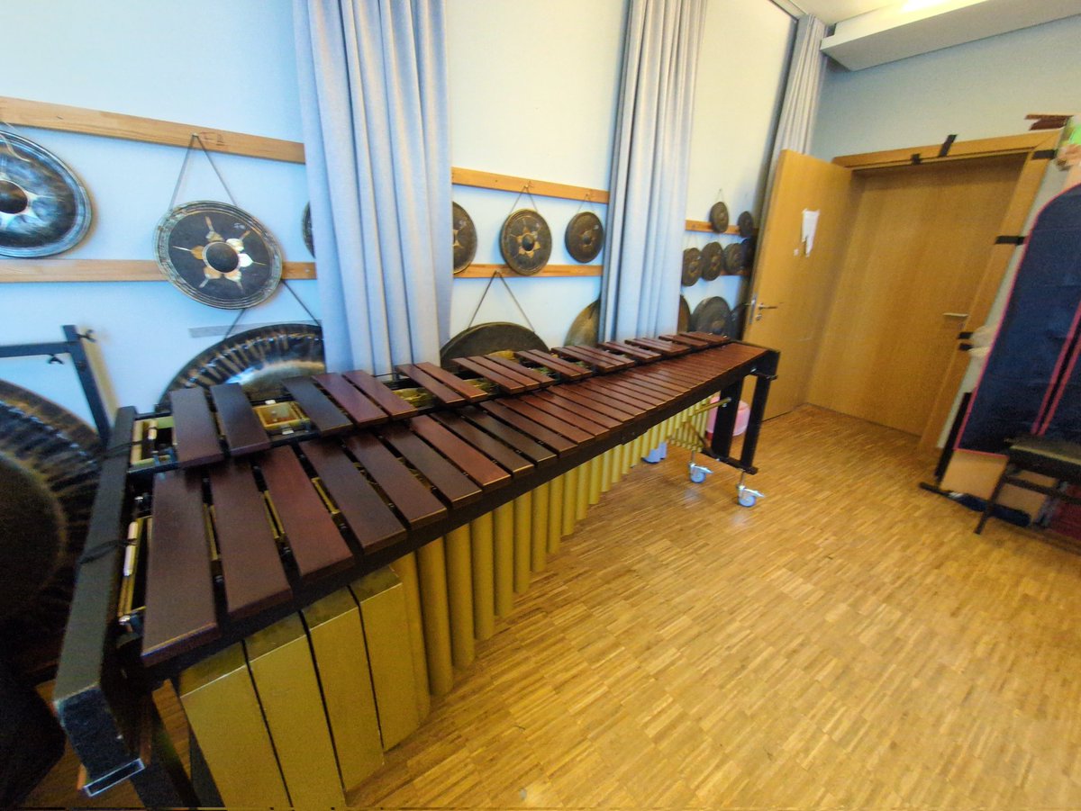 トラブルとハプニングで、まさか計3回も革巻きするとは思わなかった…

てことで昨日からリペアから帰り復活したStudio49のマリンバ
低音CからFくらいまでの共鳴管が全部分かれてるという謎機構（あと木製）

音も割と昔のいい楽器の音感でした
練習室に行けばどこでも5oct使えるのは嬉しいですね