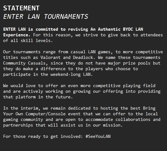 enterlangg's tweet photo. For more info on #ENTERLAN, join the discussion on our Discord: https://t.co/MlxP7dhTdq

#SeeYouLAN 🔌 #VALZA #DeadlockZA https://t.co/gfgnK4QXrw