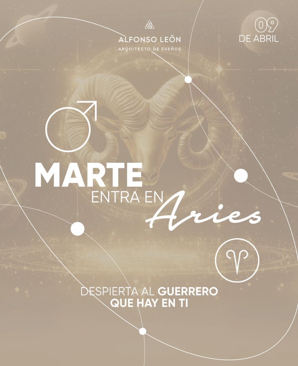 alfonsoleon10's tweet image. Este 9 de abril el cosmos enciende su chispa: Marte entra en Aries y despierta tu valentía interior. Es tiempo de actuar, decidir y conquistar tus metas con pasión. No postergues tus sueños, el universo te recuerda que naciste para avanzar con determinación. 🔥♈✨ #Astrología