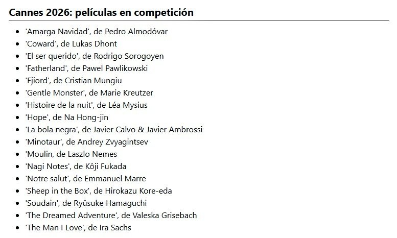 directocine's tweet photo. El cine español sigue haciendo historia: 'Amarga Navidad', 'El ser querido' y 'La bola negra' han entrado en la sección oficial de #Cannes2026 https://t.co/prFQ7BoxsS