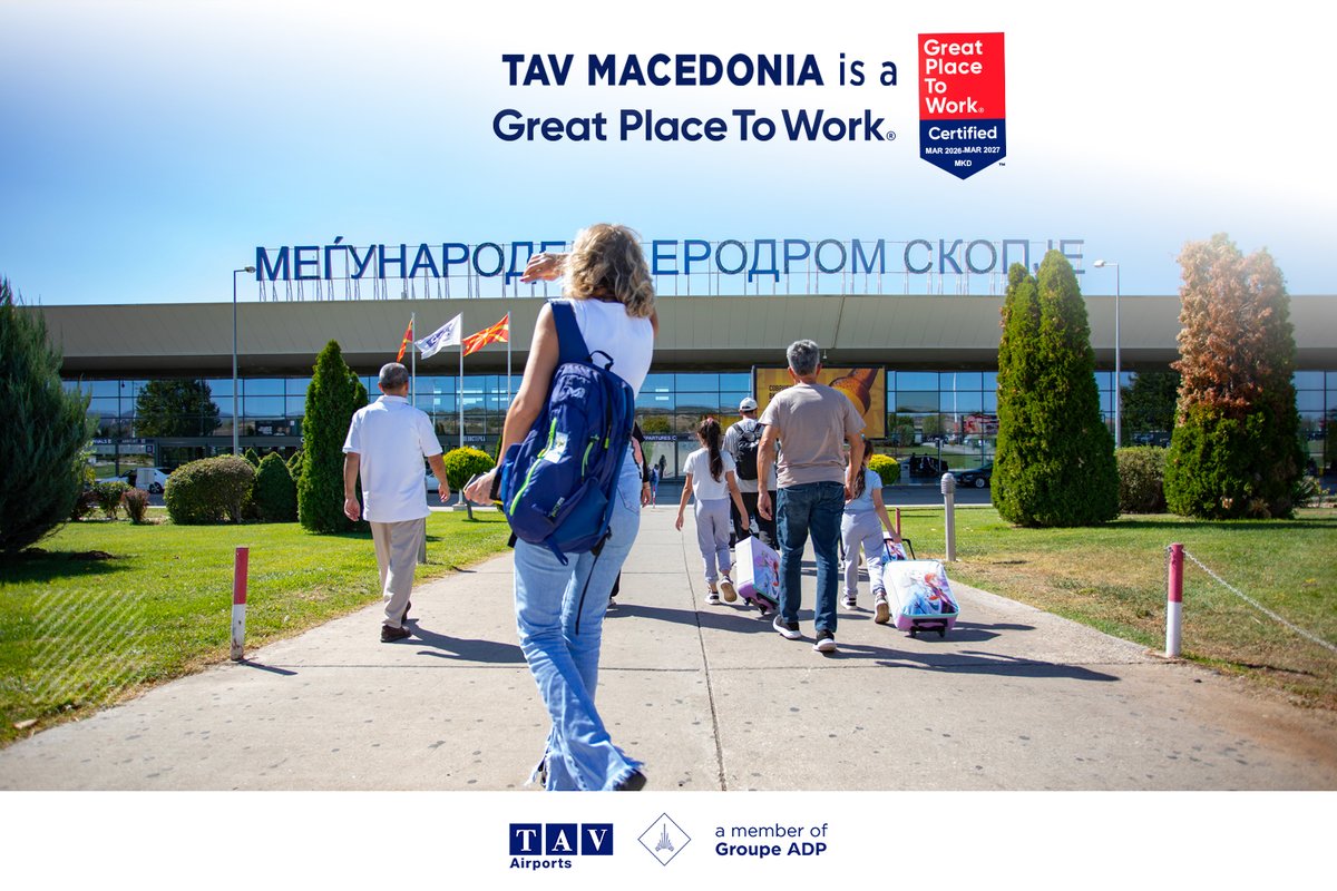 skopjeairport's tweet image. We did it again! 🎉 
TAV Macedonia is officially a Great Place To Work® for the 2nd year in a row—thanks to our incredible teams @skopjeairport and @ohridairport! 💛 

#GreatPlaceToWork #ProudMoment
